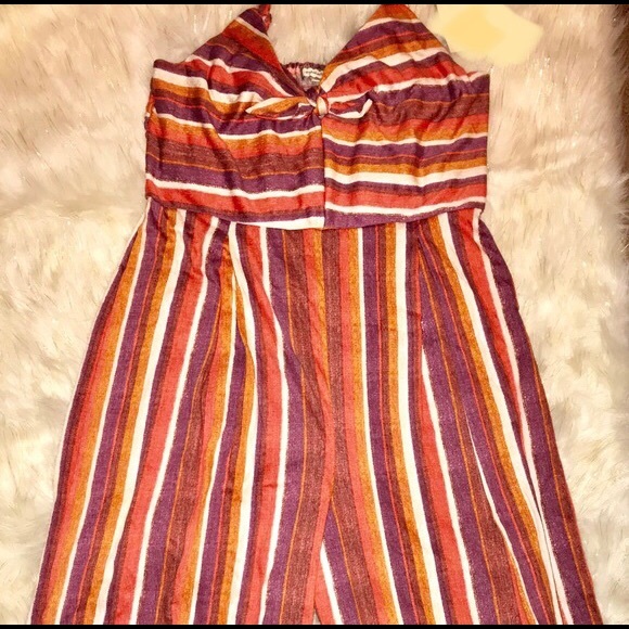 Striped wide leg tie front jumpsuit - Picture 5 of 5